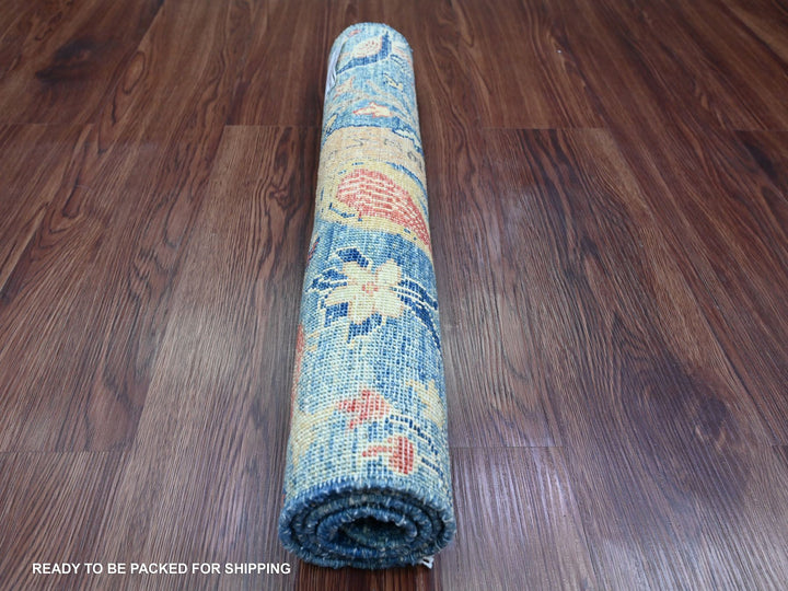 2'0" x 2'11" New Hand Knotted Blue Wool Rectangle Oriental Rug - MOA10220059