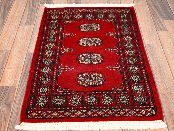 2'1" x 2'11" New Hand Knotted Red Wool Rectangle Oriental Rug - MOA1022005