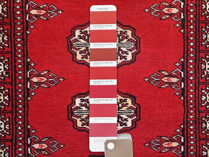 2'1" x 2'11" New Hand Knotted Red Wool Rectangle Oriental Rug - MOA1022005