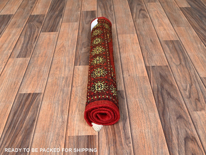 2'1" x 2'11" New Hand Knotted Red Wool Rectangle Oriental Rug - MOA1022005