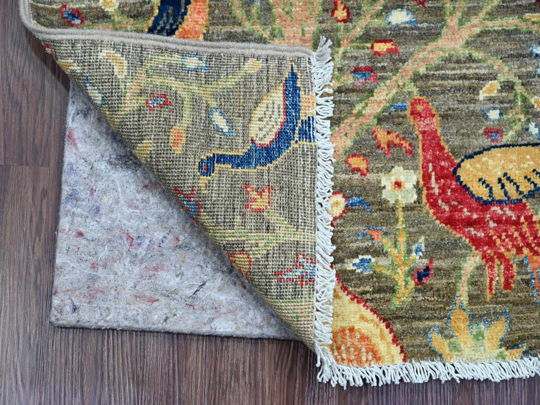 2'0" x 2'11" New Hand Knotted Grey Wool Rectangle Oriental Rug - MOA10220061