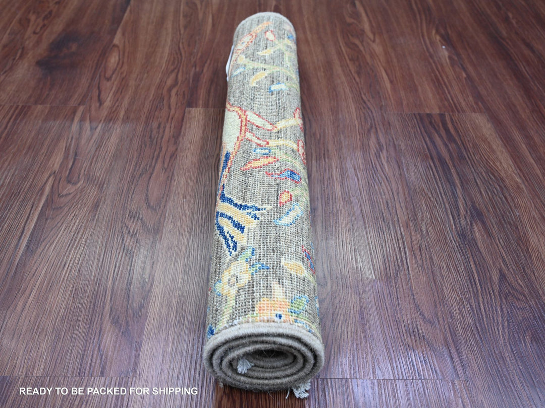 2'0" x 2'11" New Hand Knotted Grey Wool Rectangle Oriental Rug - MOA10220061