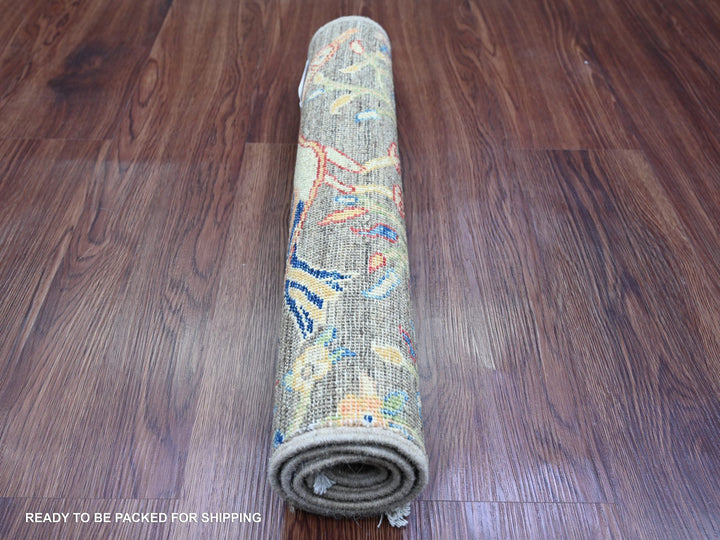 2'0" x 2'11" New Hand Knotted Grey Wool Rectangle Oriental Rug - MOA10220061