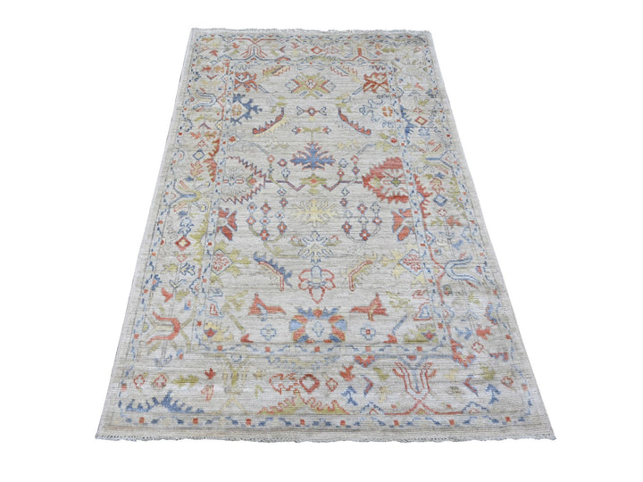 4'0" x 6'0" New Hand Knotted Grey Wool Rectangle Oriental Rug - MOA10220066