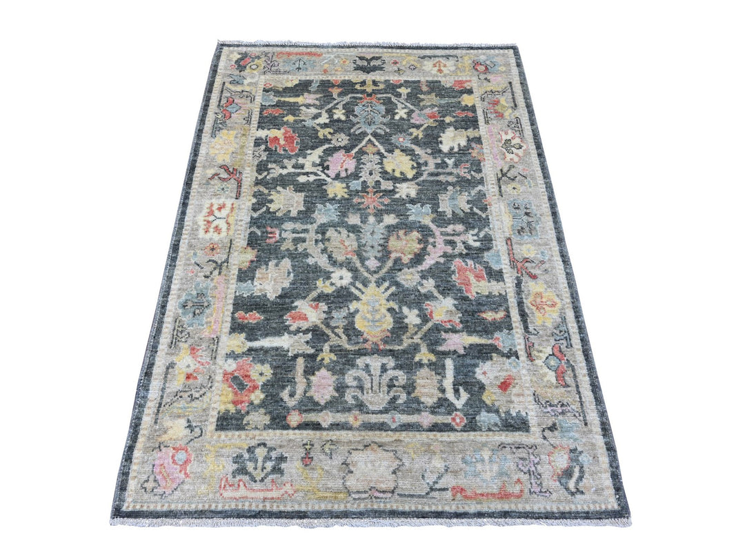 4'0" x 5'9" New Hand Knotted Grey Wool Rectangle Oriental Rug - MOA10220067