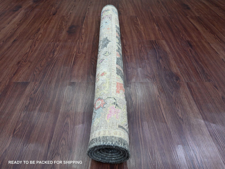 4'0" x 5'9" New Hand Knotted Grey Wool Rectangle Oriental Rug - MOA10220067