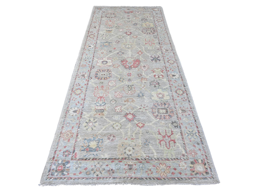 4'2" x 9'10" New Hand Knotted Grey Wool Runner Oriental Rug - MOA10220068