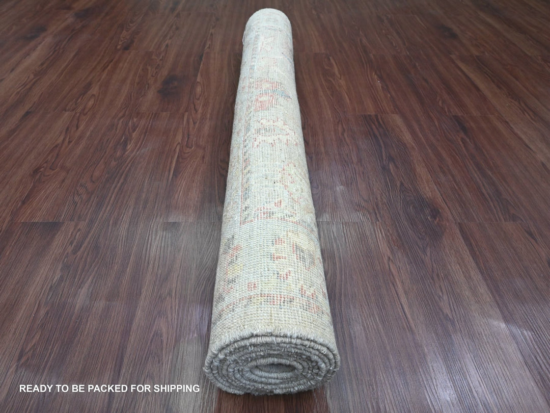 4'2" x 9'10" New Hand Knotted Grey Wool Runner Oriental Rug - MOA10220068