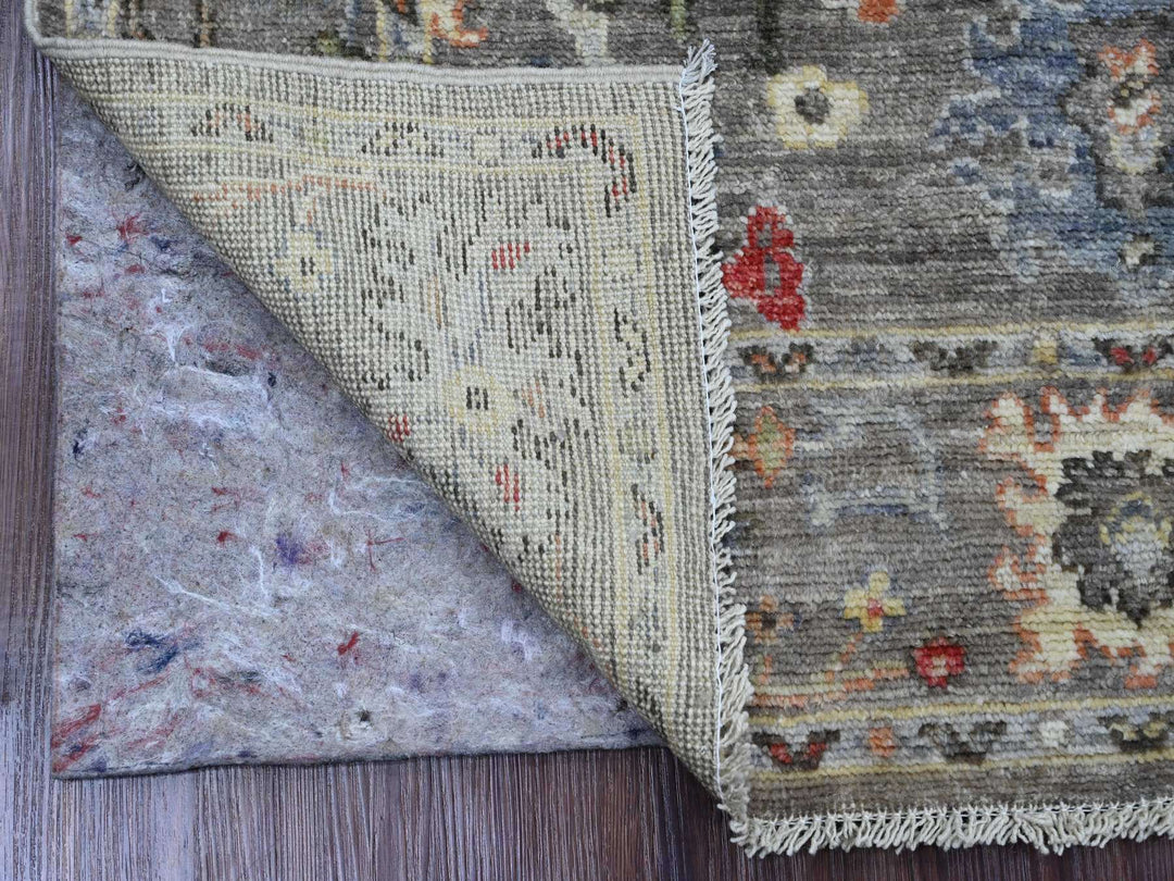 3'11" x 5'10" New Hand Knotted Grey Wool Rectangle Oriental Rug - MOA10220070