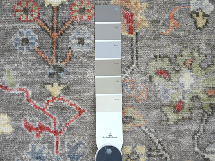 3'11" x 5'10" New Hand Knotted Grey Wool Rectangle Oriental Rug - MOA10220070