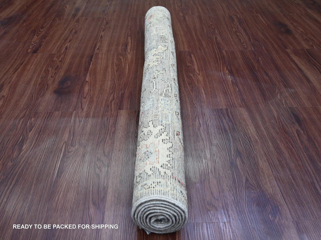 3'11" x 5'10" New Hand Knotted Grey Wool Rectangle Oriental Rug - MOA10220070