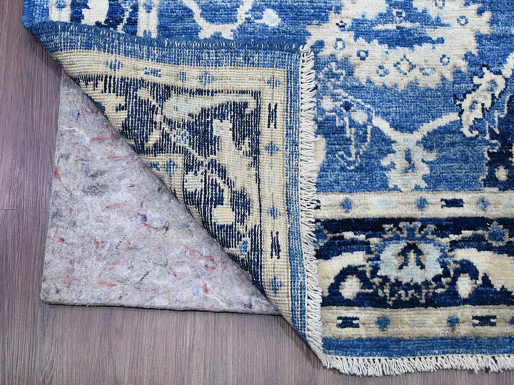 3'11" x 15'7" New Hand Knotted Blue Wool Runner Oriental Rug - MOA10220071