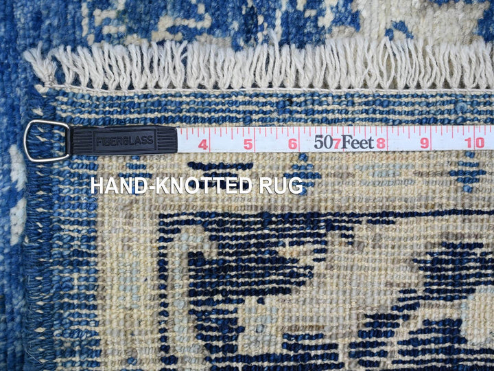 3'11" x 15'7" New Hand Knotted Blue Wool Runner Oriental Rug - MOA10220071