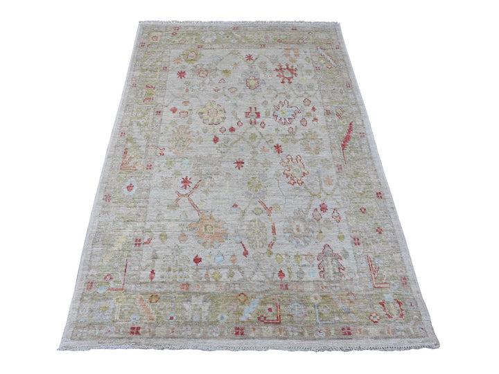 4'1" x 5'11" New Hand Knotted Grey Wool Rectangle Oriental Rug - MOA10220072