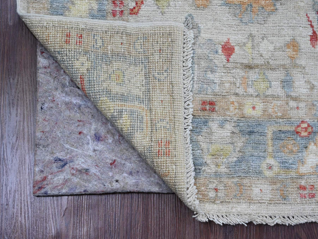 3'10" x 12'3" New Hand Knotted Ivory Wool Runner Oriental Rug - MOA10220074
