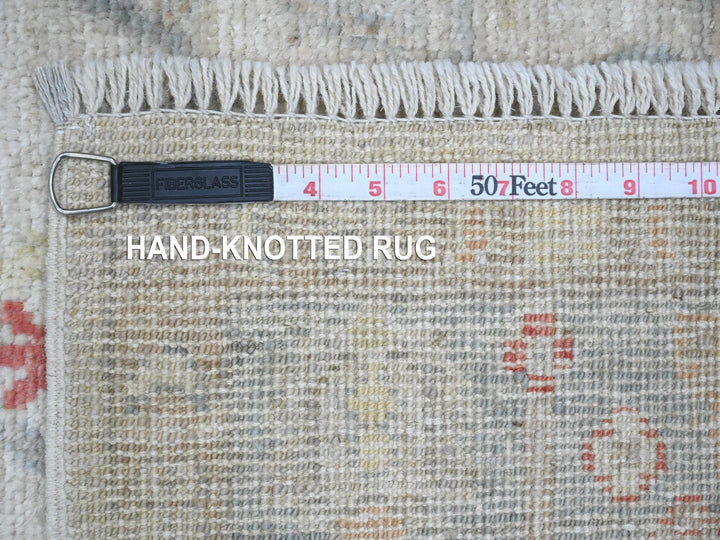 3'10" x 12'3" New Hand Knotted Ivory Wool Runner Oriental Rug - MOA10220074