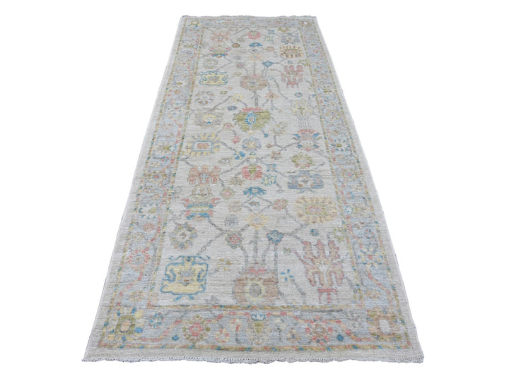 4'1" x 9'6" New Hand Knotted Ivory Wool Runner Oriental Rug - MOA10220076