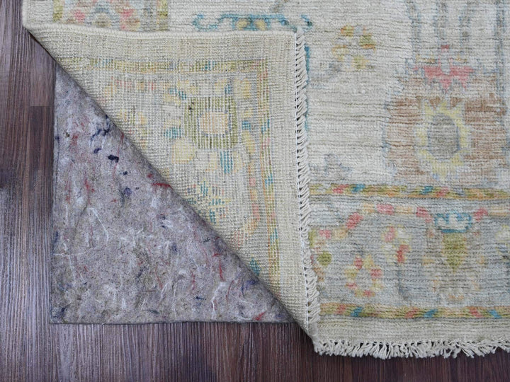 4'1" x 9'6" New Hand Knotted Ivory Wool Runner Oriental Rug - MOA10220076