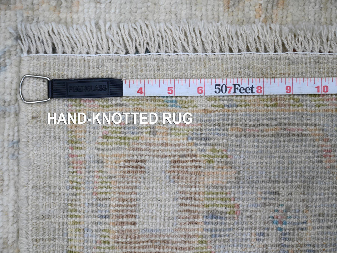 4'1" x 9'6" New Hand Knotted Ivory Wool Runner Oriental Rug - MOA10220076