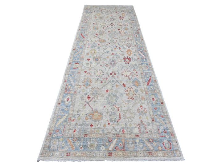 3'11" x 12'3" New Hand Knotted Ivory Wool Runner Oriental Rug - MOA10220077