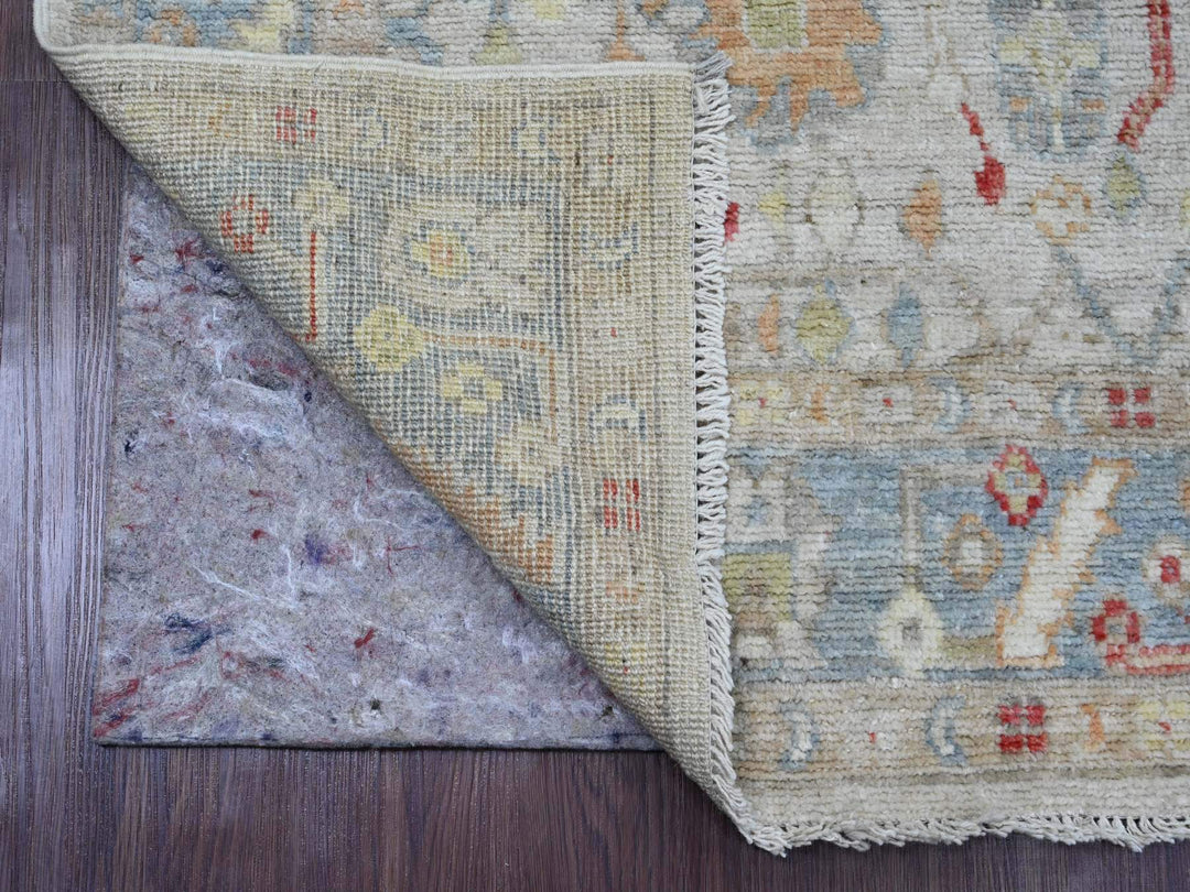 3'11" x 12'3" New Hand Knotted Ivory Wool Runner Oriental Rug - MOA10220077