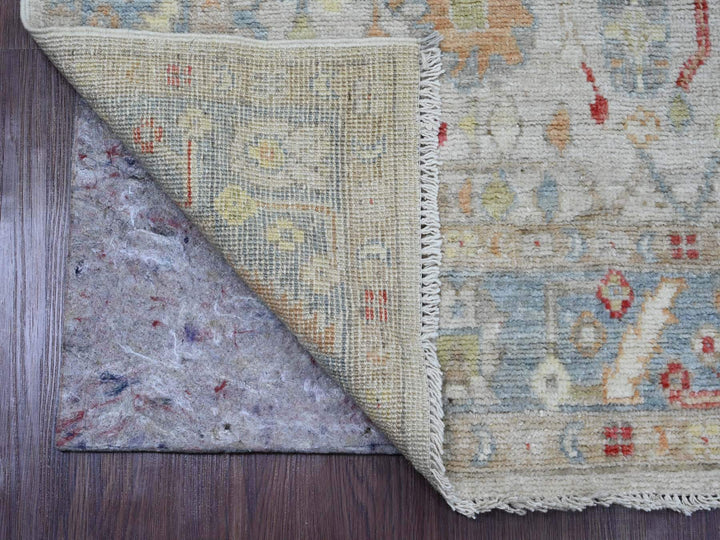 3'11" x 12'3" New Hand Knotted Ivory Wool Runner Oriental Rug - MOA10220077