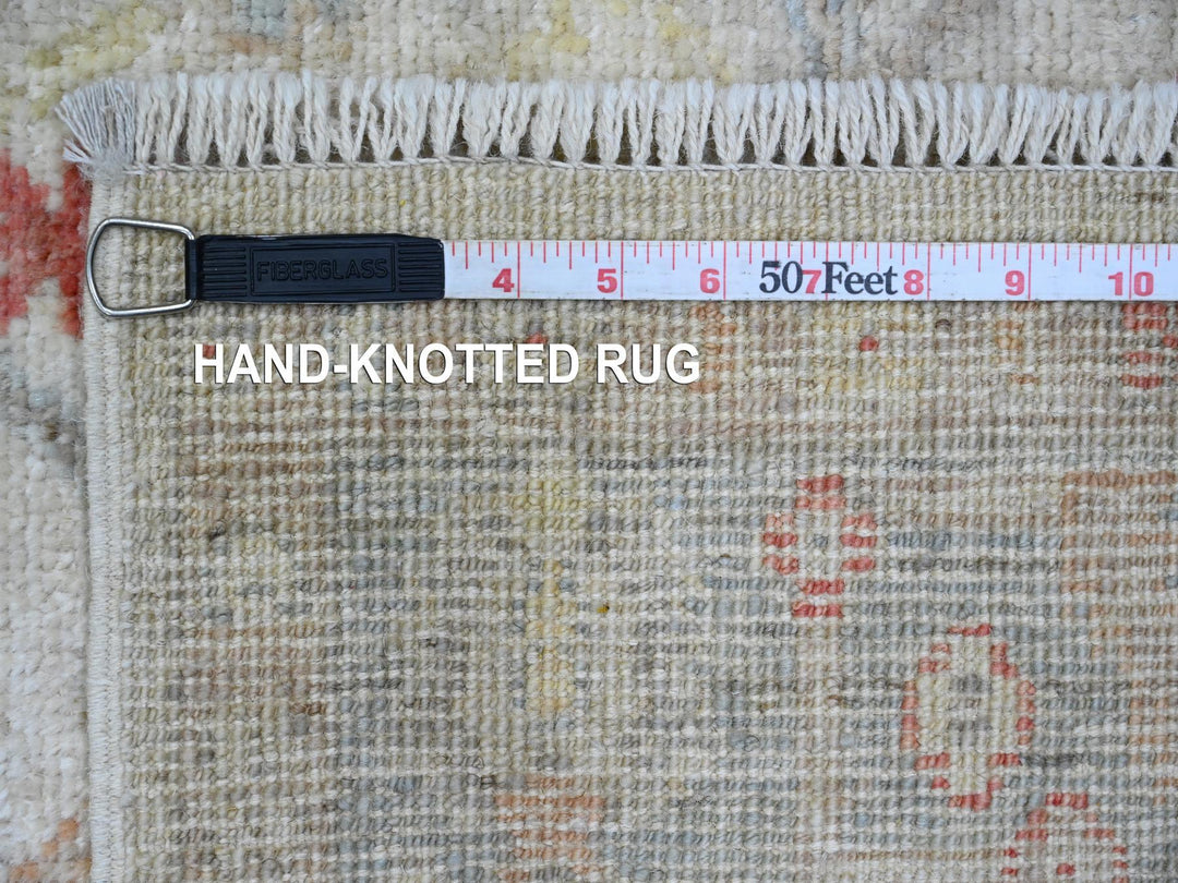 3'11" x 12'3" New Hand Knotted Ivory Wool Runner Oriental Rug - MOA10220077