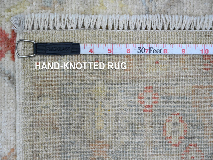 3'11" x 12'3" New Hand Knotted Ivory Wool Runner Oriental Rug - MOA10220077