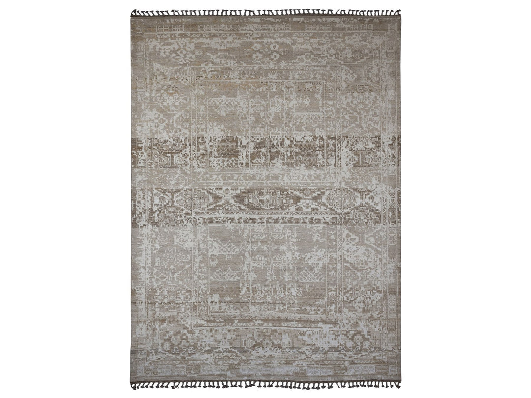 9'1" x 12'5" New Hand Knotted Brown Wool Rectangle Oriental Rug - MOA10220079