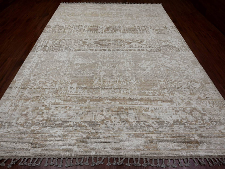 9'1" x 12'5" New Hand Knotted Brown Wool Rectangle Oriental Rug - MOA10220079
