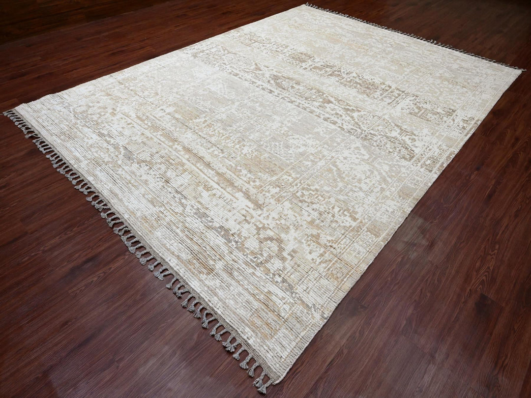 9'1" x 12'5" New Hand Knotted Brown Wool Rectangle Oriental Rug - MOA10220079