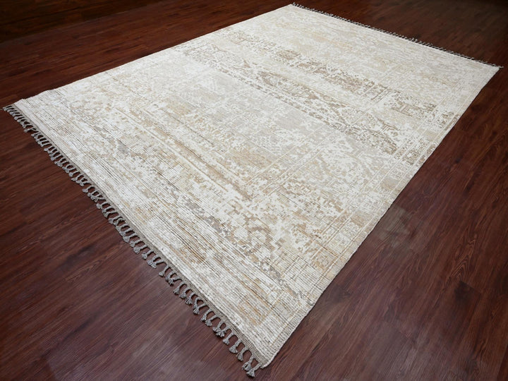 9'1" x 12'5" New Hand Knotted Brown Wool Rectangle Oriental Rug - MOA10220079