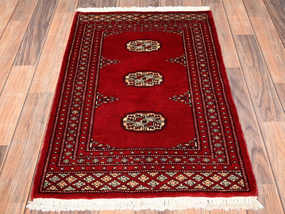 2'0" x 3'1" New Hand Knotted Red Wool Rectangle Oriental Rug - MOA1022007