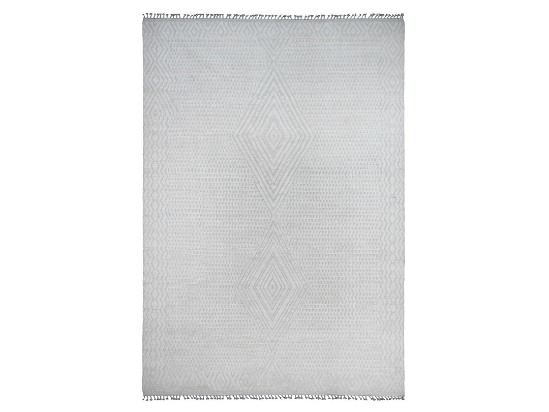9'10" x 14'1" New Hand Knotted Ivory Wool Rectangle Oriental Rug - MOA10220080