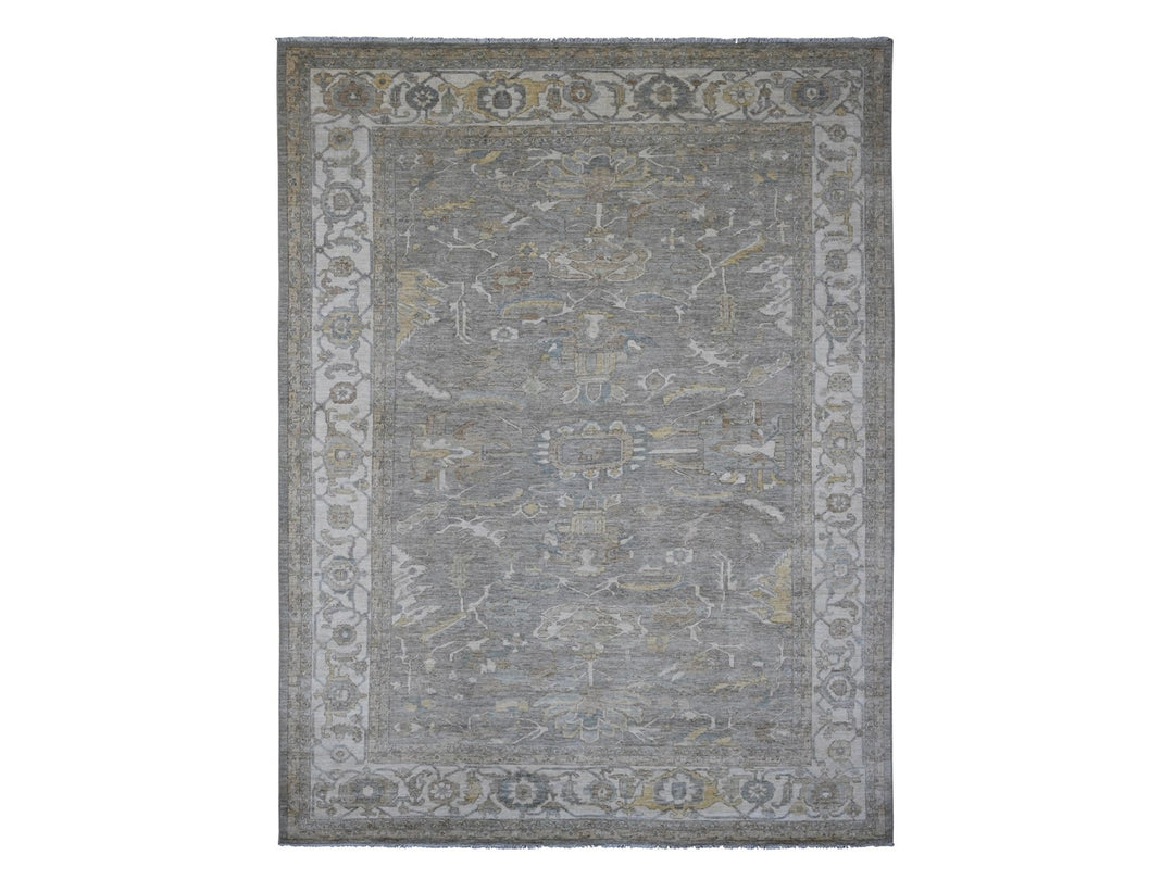 8'10" x 11'8" New Hand Knotted Grey Wool Rectangle Oriental Rug - MOA10220083