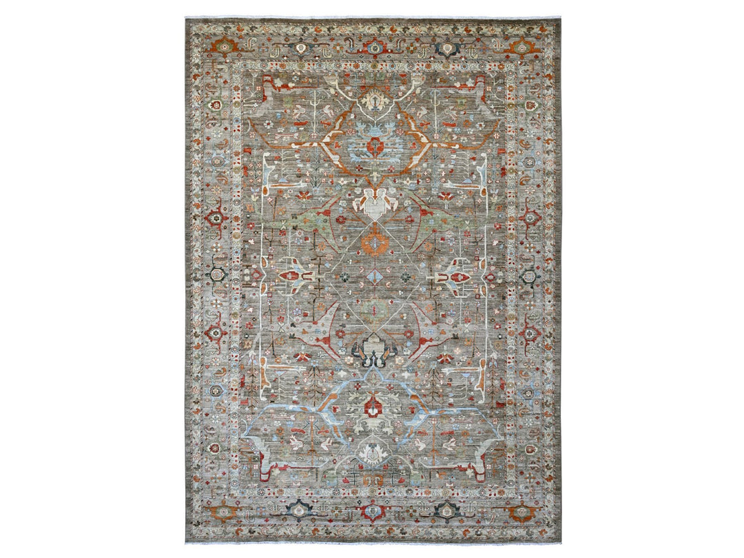 10'0" x 13'10" New Hand Knotted Brown Wool Rectangle Oriental Rug - MOA10220084
