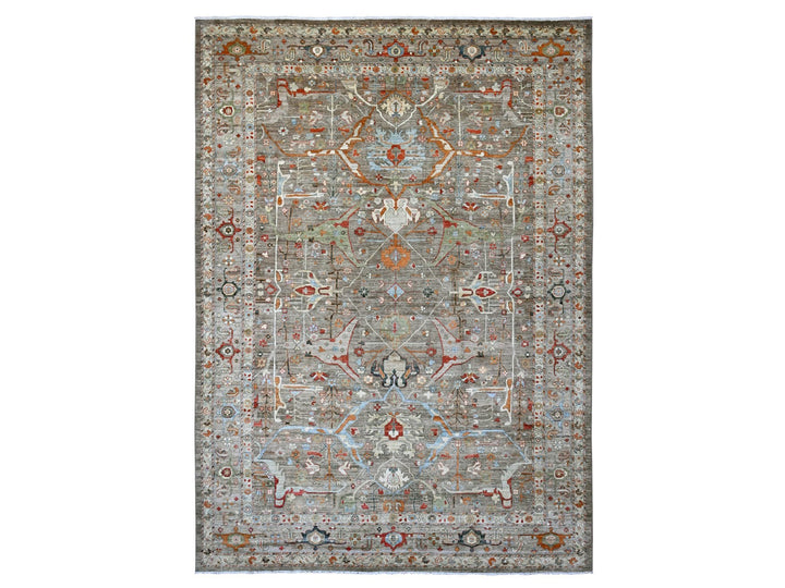 10'0" x 13'10" New Hand Knotted Brown Wool Rectangle Oriental Rug - MOA10220084
