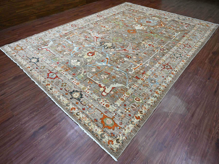 10'0" x 13'10" New Hand Knotted Brown Wool Rectangle Oriental Rug - MOA10220084