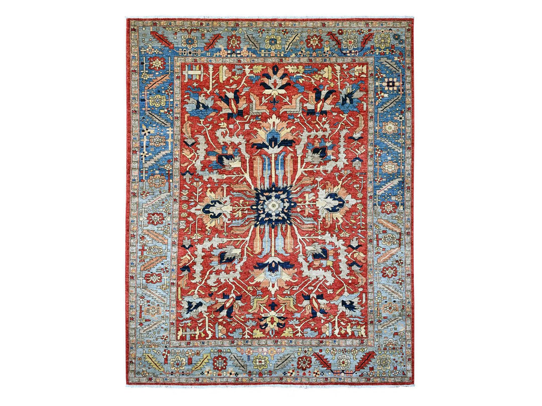 9'6" x 12'0" New Hand Knotted Red Wool Rectangle Oriental Rug - MOA10220085