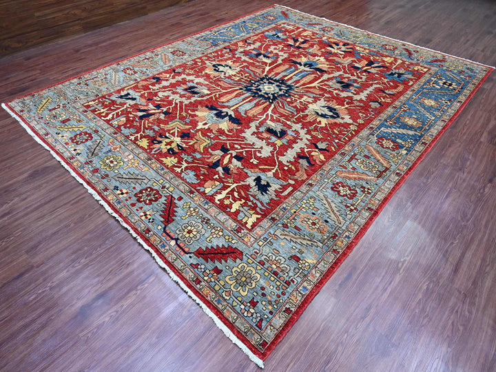 9'6" x 12'0" New Hand Knotted Red Wool Rectangle Oriental Rug - MOA10220085