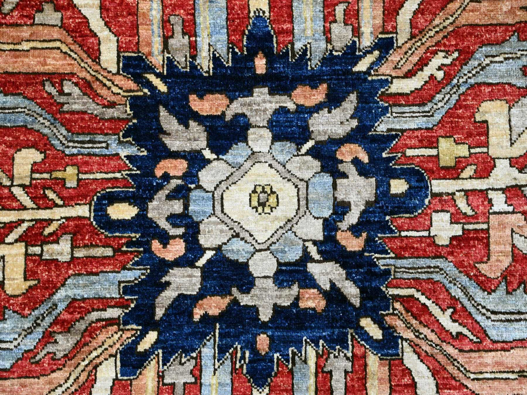 9'6" x 12'0" New Hand Knotted Red Wool Rectangle Oriental Rug - MOA10220085