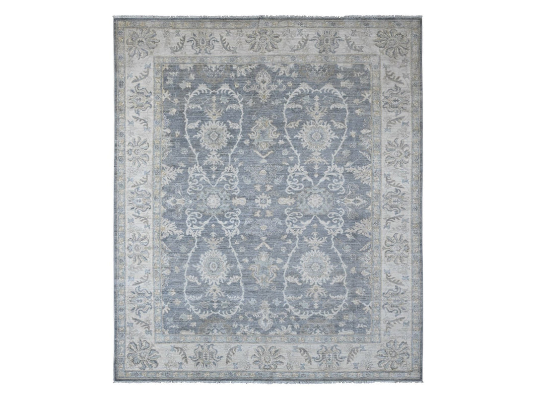 8'2" x 9'8" New Hand Knotted Grey Wool Rectangle Oriental Rug - MOA10220086