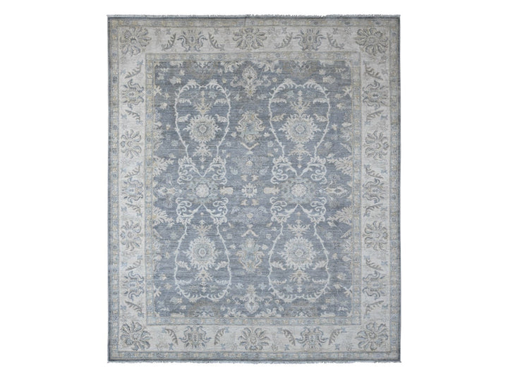 8'2" x 9'8" New Hand Knotted Grey Wool Rectangle Oriental Rug - MOA10220086
