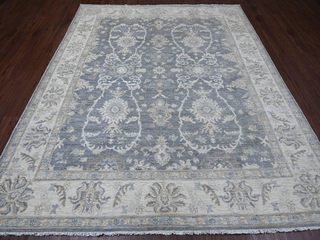 8'2" x 9'8" New Hand Knotted Grey Wool Rectangle Oriental Rug - MOA10220086
