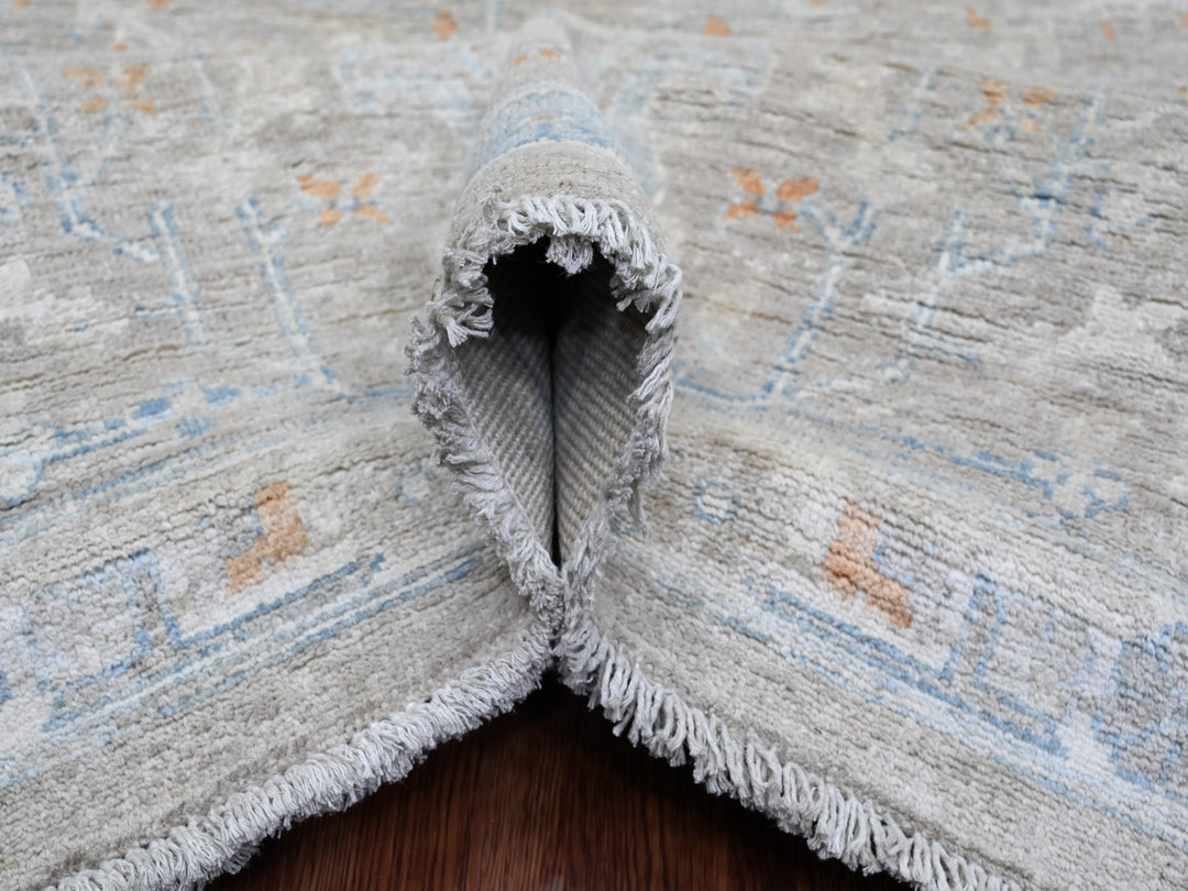 8'1" x 9'10" New Hand Knotted Grey Wool Rectangle Oriental Rug - MOA10220087