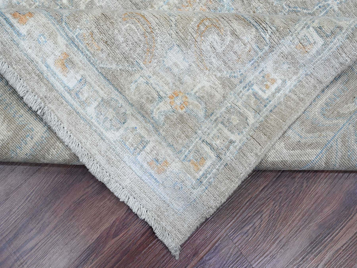 8'1" x 9'10" New Hand Knotted Grey Wool Rectangle Oriental Rug - MOA10220087