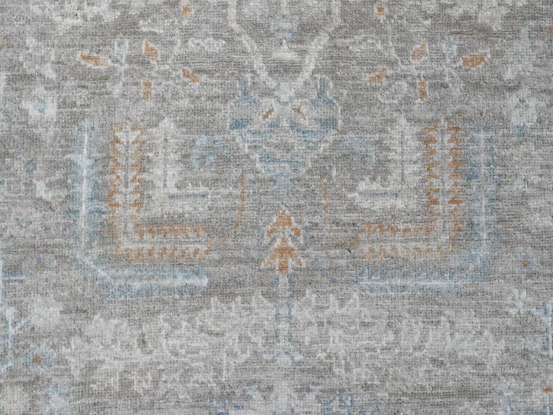 8'1" x 9'10" New Hand Knotted Grey Wool Rectangle Oriental Rug - MOA10220087
