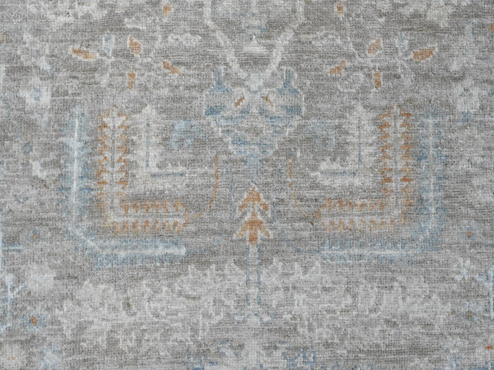 8'1" x 9'10" New Hand Knotted Grey Wool Rectangle Oriental Rug - MOA10220087