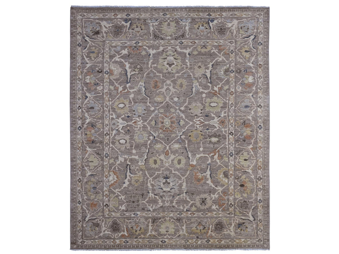 7'10" x 9'8" New Hand Knotted Brown Wool Rectangle Oriental Rug - MOA10220088