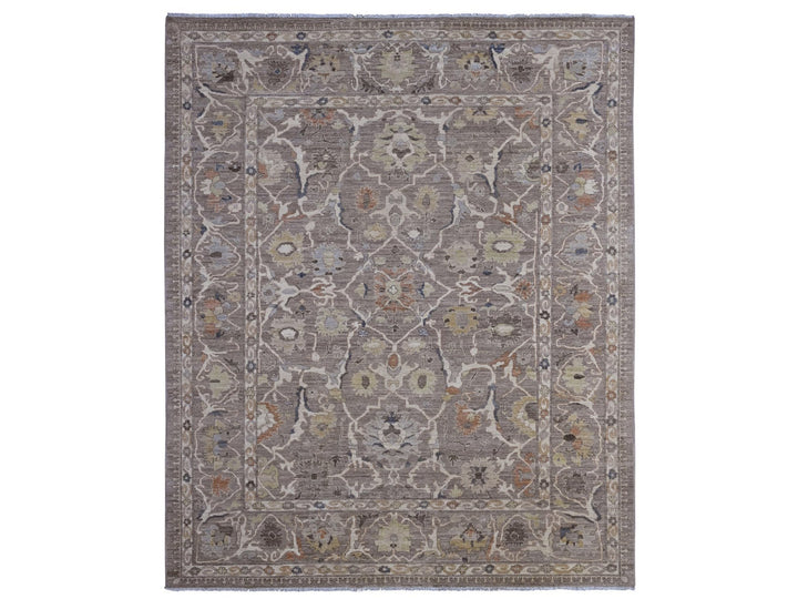7'10" x 9'8" New Hand Knotted Brown Wool Rectangle Oriental Rug - MOA10220088